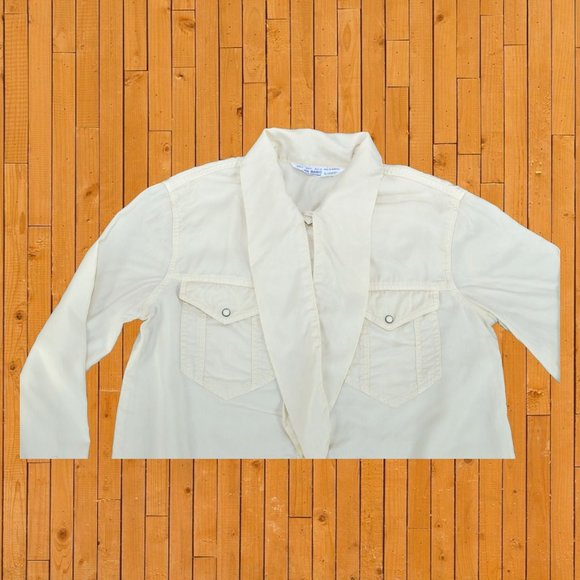 Zara Basic Z1975 Denim Womens S White Long Sleeve Button Front Shirt Relaxed - Picture 3 of 5
